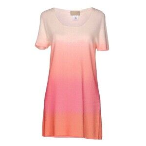 VDP Club Coral Ombre Effect Scoop Neck Short Sleeve Knit Sweater Tunic Top Sz M